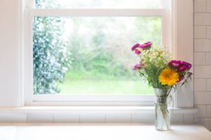 flowers in a window